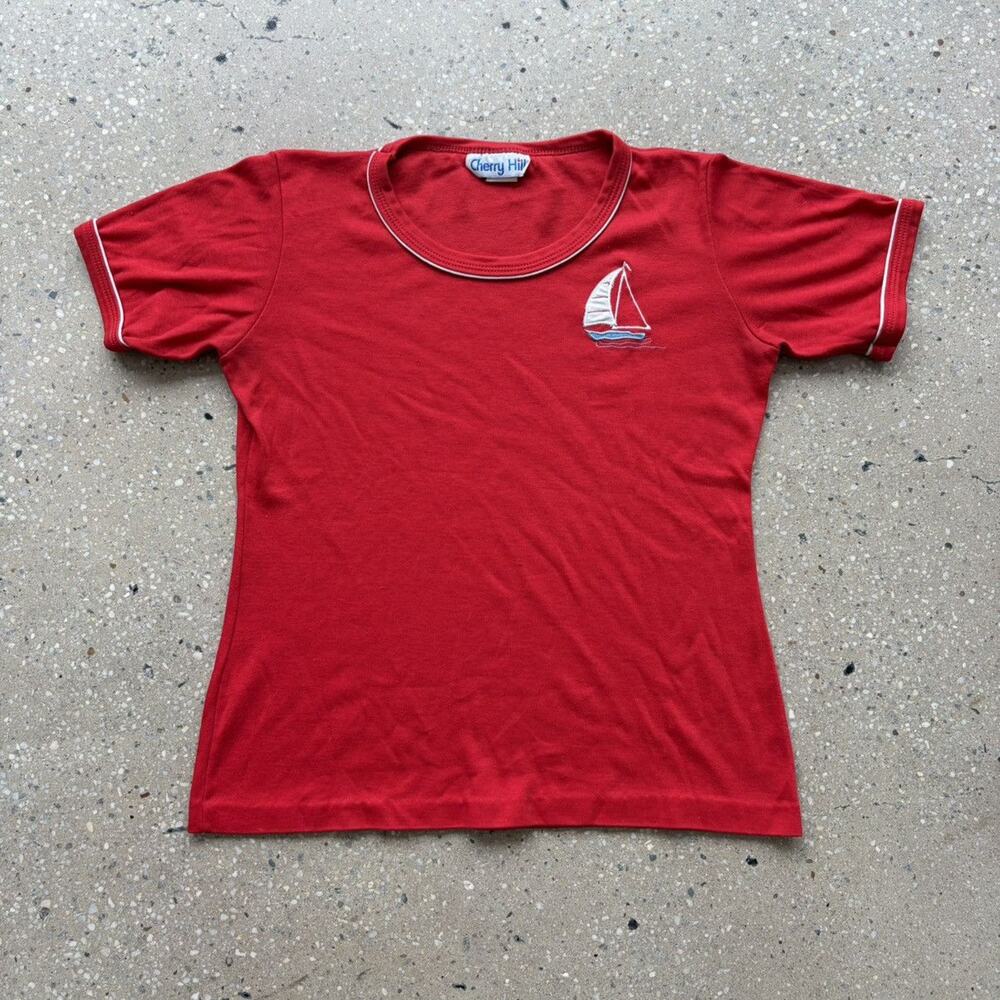 Vintage 70s Cherry Hill Red/White Boat Top